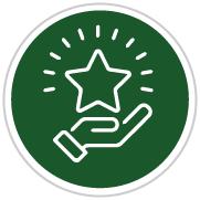 Icon depicting core values: integrity, excellence, and client focus at TradeCraft Advisory